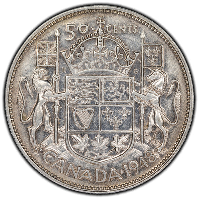 SOLD Canada 1948 50 Cents Silver Coin - Cleaned