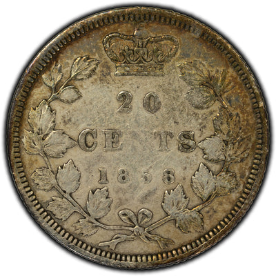 SOLD Canada 1858 20 Cents Silver Coin - One Year Type - F-12