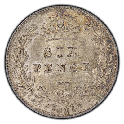 Great Britain 1901 6 Pence Silver Coin KM #779