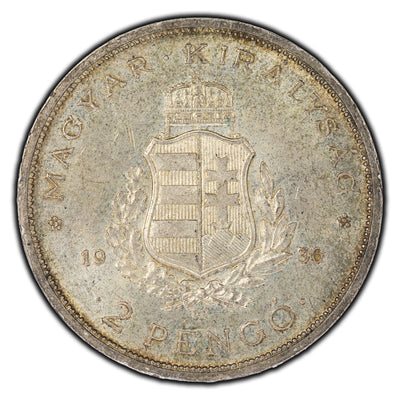 Hungary 1936 2 Pengo Silver Coin KM #515