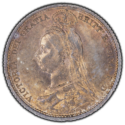 Great Britain 1887 Jubilee Head 6 Pence Silver Coin KM #759