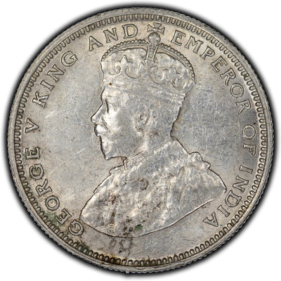 Straits Settlements 1935 Flat Top 3 20 Cents Silver Coin KM #30b