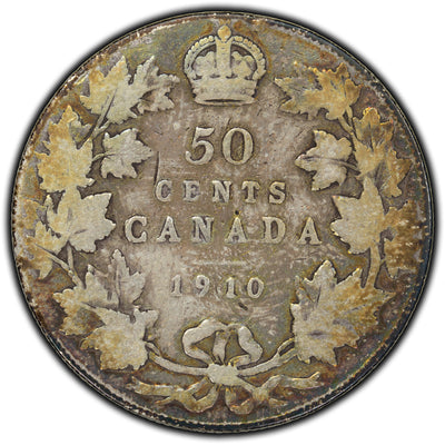 SOLD Canada 1910 Victorian Leaves 50 Cents Silver Coin - G-6