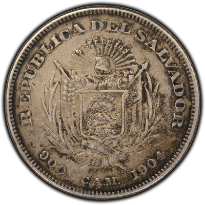 SOLD El Salvador 1904 Peso Silver Coin KM 115.2