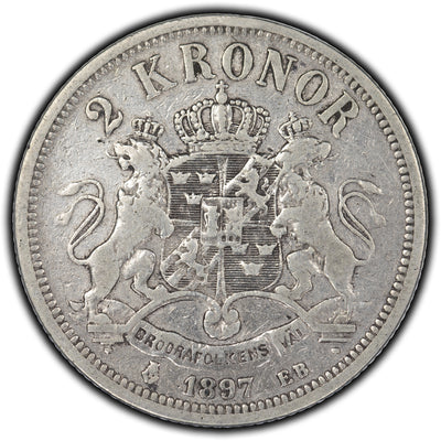 SOLD Sweden 1897 2 Kroner Silver Coin KM #761