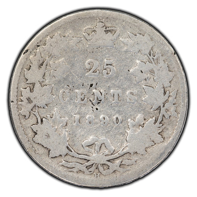SOLD Canada 1890-H 25 Cents Silver Coin - Rim Nick