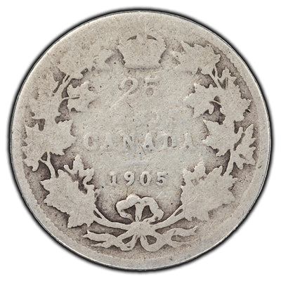 SOLD Canada 1905 25 Cents Silver Coin - AG-3