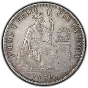 SOLD Peru 1871 Sol Silver Coin KM #196.3