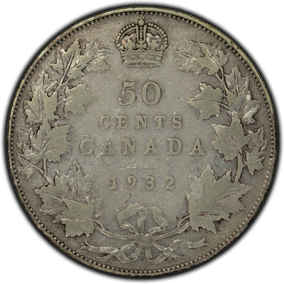 SOLD Canada 1932 50 Cents Silver Coin - VG-10