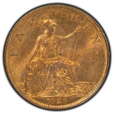 SOLD Great Britain 1928 Farthing Coin - BU