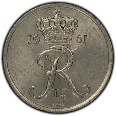 SOLD Denmark 1961 25 Ore Coin KM #850