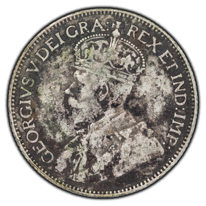 SOLD Canada 1920 25 Cents Silver Coin - Corrosion