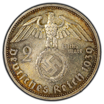 SOLD Germany 1939-A 2 Riechsmark Silver Coin KM #93
