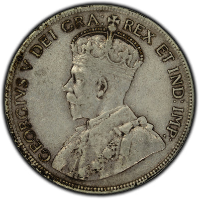 SOLD Canada 1916 50 Cents Silver Coin - Bent