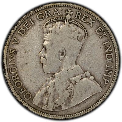 SOLD Canada 1913 50 Cents Silver Coin - VG-10