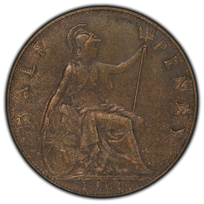 Great Britain 1911 1/2 Penny Coin KM #809