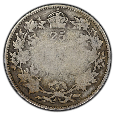 SOLD Canada 1927 25 Cents Silver Coin - Weak Reverse
