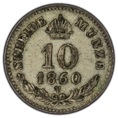 Austria 1860 10 Kreuzer Silver Coin KM #2204
