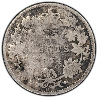 SOLD Canada 1874-H 25 Cents Silver Coin - Corrosion