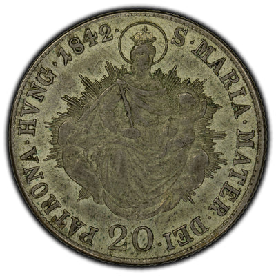 Hungary 1842 20 Krajczar Silver Coin KM #422