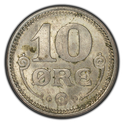 SOLD Denmark 1918 10 Ore Silver Coin KM #818.1