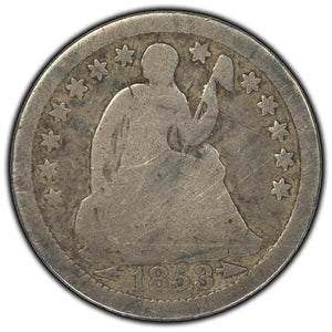 United States 1853 Arrows 5 Cents Seated Liberty Half Dime Silver Coin
