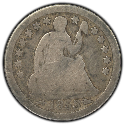 United States 1853 Arrows 5 Cents Seated Liberty Half Dime Silver Coin