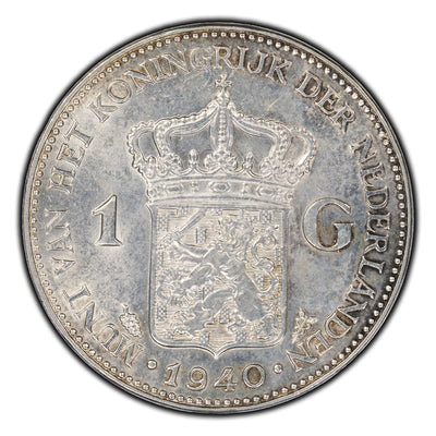 SOLD Netherlands 1940 1 Gulden Silver Coin KM #161.1 - Cleaned