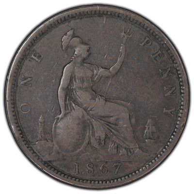 SOLD Great Britain 1867 One Penny Coin KM #749.2
