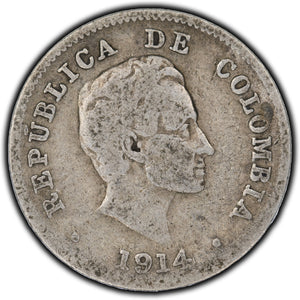 SOLD Colombia 1914 10 Centavos Silver Coin KM #196.1