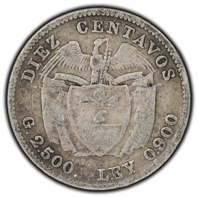 SOLD Colombia 1914 10 Centavos Silver Coin KM #196.1