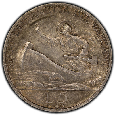 SOLD Italy Vatican 1940 5 Lira Silver Coin KM #28