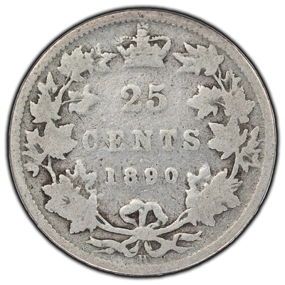 SOLD Canada 1890-H 25 Cents Silver Coin - G-4