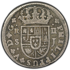 SOLD Spain 1723 2 Reales Silver Coin KM #307