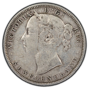 SOLD Newfoundland 1899 Large 9's 20 Cents Silver Coin - F-12