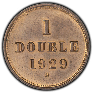 SOLD Guernesey 1929 1 Double Coin KM #11 - UNC