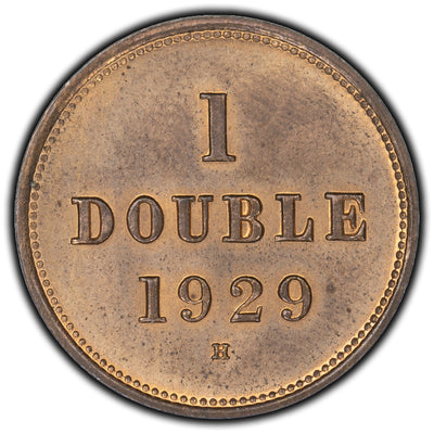 SOLD Guernesey 1929 1 Double Coin KM #11 - UNC