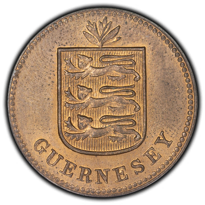 SOLD Guernesey 1929 1 Double Coin KM #11 - UNC