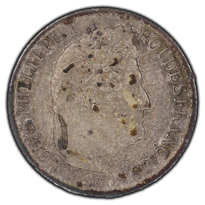 France 1835-A 1/2 Franc Silver Coin KM #748.1