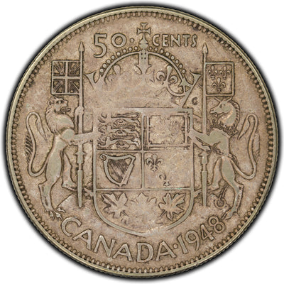 SOLD Canada 1948 50 Cents Silver Coin - F-12