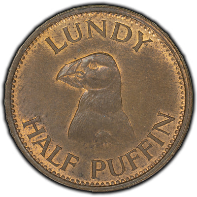 SOLD Lundy 1929 1/2 Puffin Coin S #7851 - Uncirculated