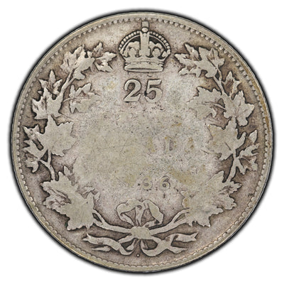 Canada 1936 Dot 25 Cents Silver Coin - G-6