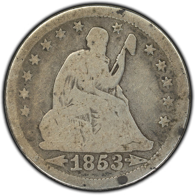 SOLD United States 1853 Arrows 25 Cents Seated Liberty Quarter Silver Coin