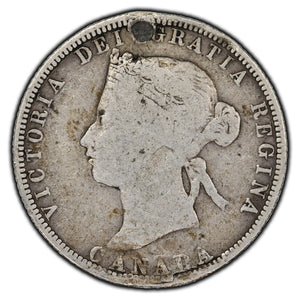 SOLD Canada 1871 Obv #1 25 Cents Silver Coin - Plugged Hole