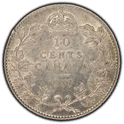 SOLD Canada 1911 10 Cents Silver Coin - EF-40