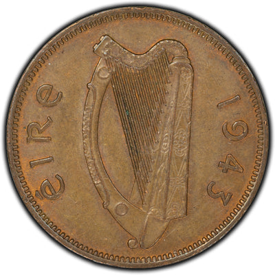 SOLD Ireland 1943 1/2 Penny Coin KM #10 - Uncirculated