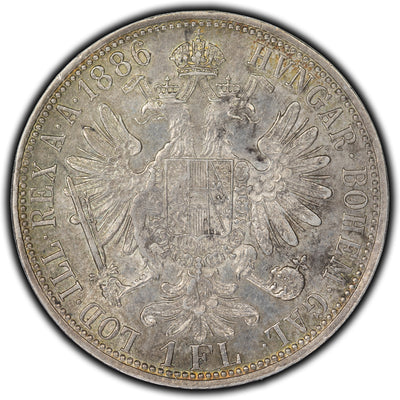Austria 1886 Florin Silver Coin KM #2222