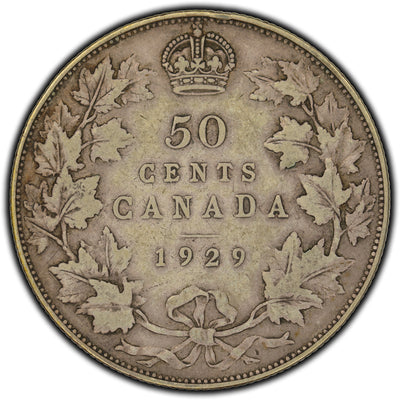 SOLD Canada 1929 50 Cents Silver Coin - VG-10