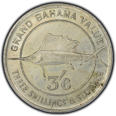 SOLD Bahamas C.1950 Grand Bahamas Club 3 Shilling 6 Pence Token