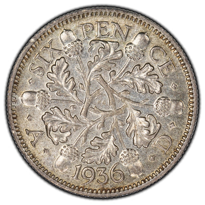 Great Britain 1936 6 Pence Silver Coin KM #832